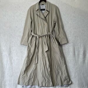 Sanyo Carol Cohen Vintage Trench Coat Womens 14 Lightweight Lined Bone Beige Tie